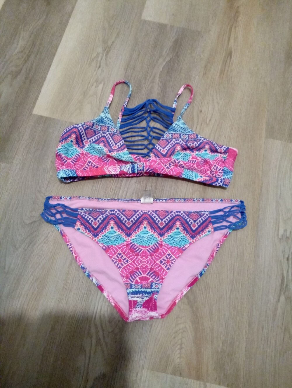 Raisins- Girls Size XL Bikini Set Vibrant Multicolor Geometric Aztec Print